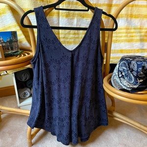 Dark Blue Patterned Tank Top - Size M